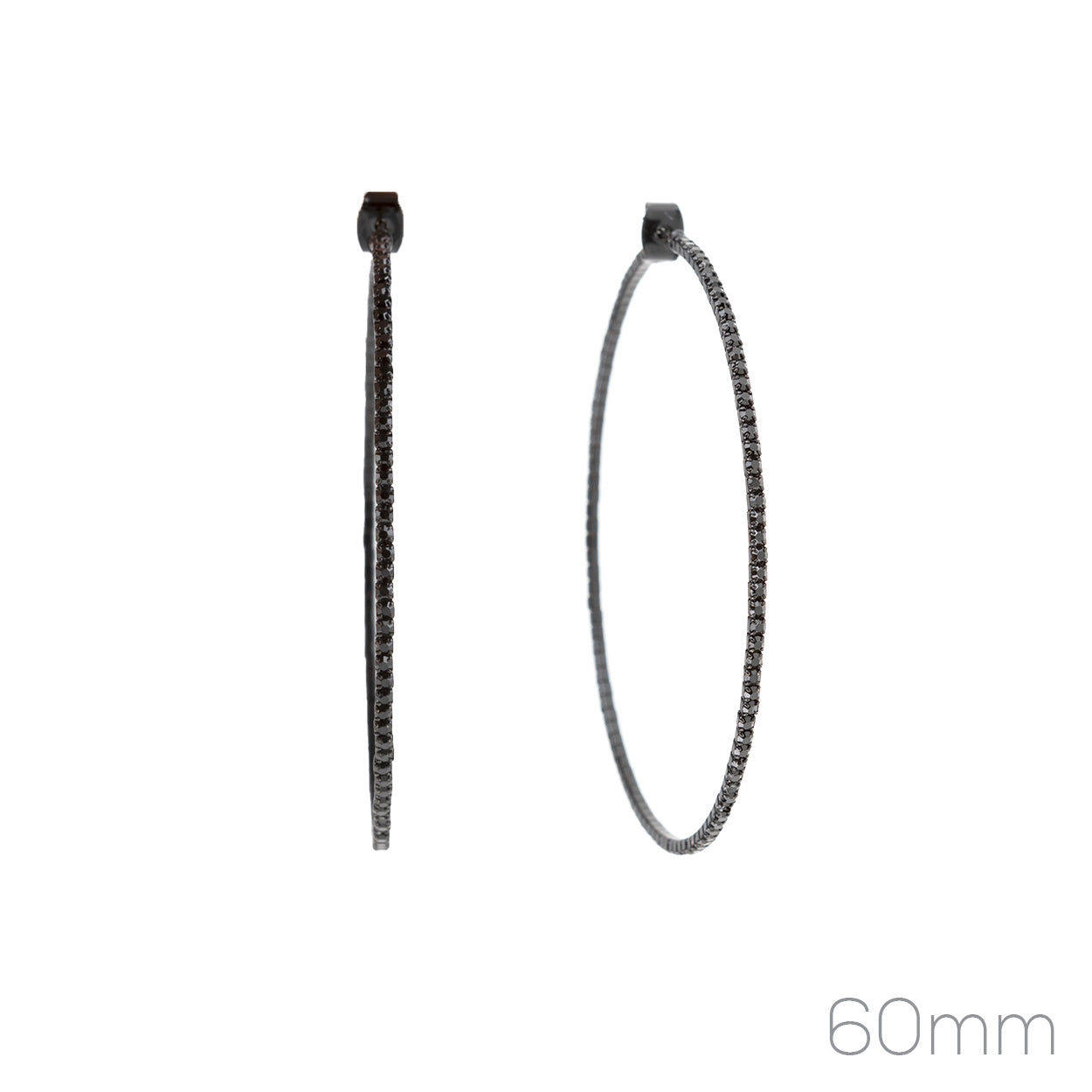 Black rhinestone memory wire hoop earring