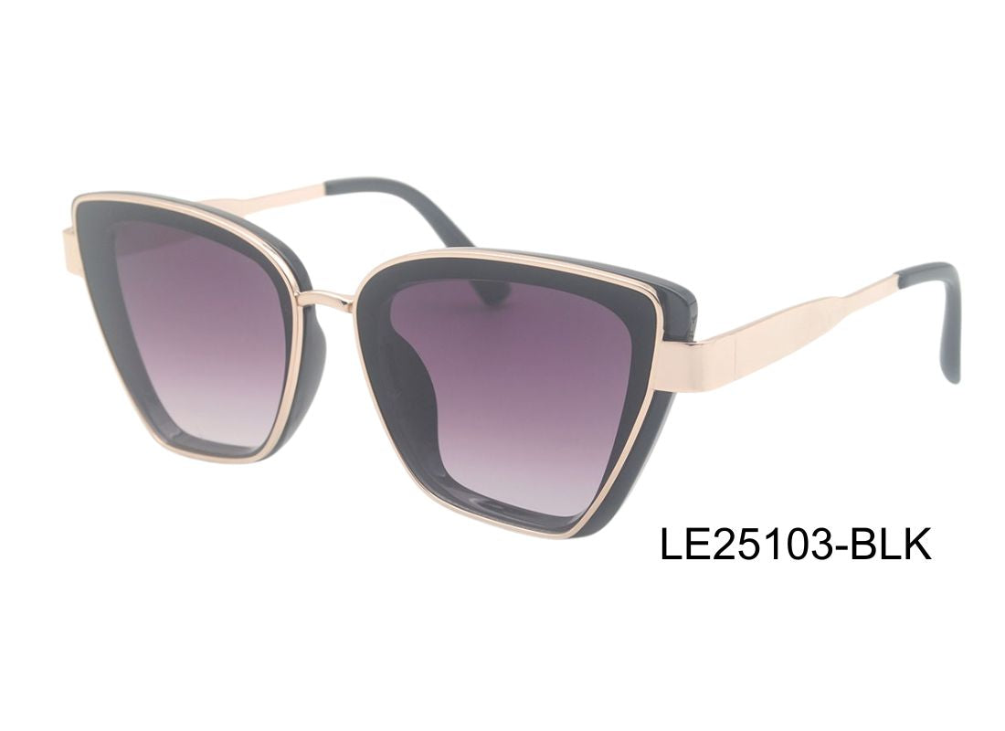 Chic Cat-Eye Sunglasses – Black & Gold | LE25103