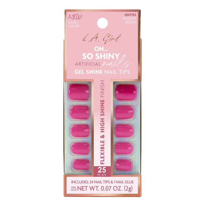 Short hot pink press on nails