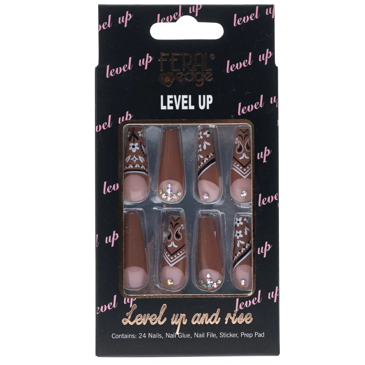 Tan bandana press on nails