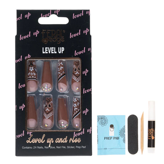 Tan bandana press on nails