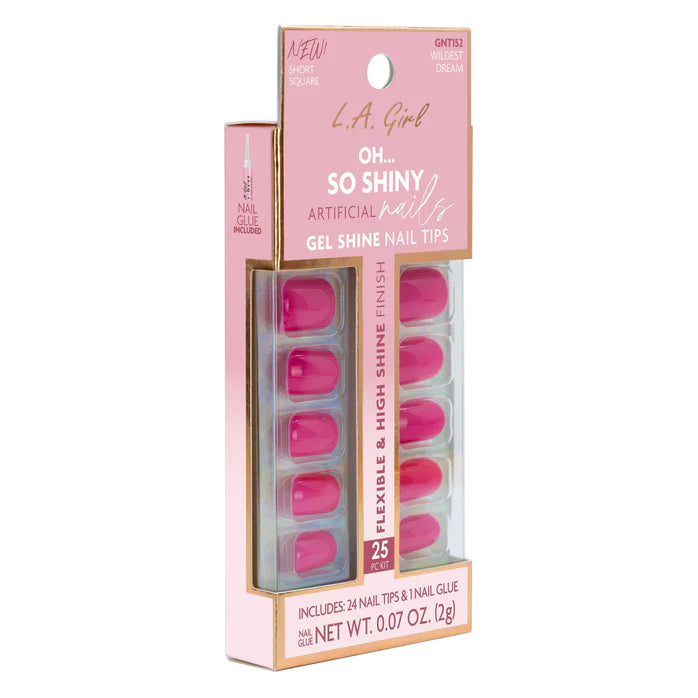 Short hot pink press on nails