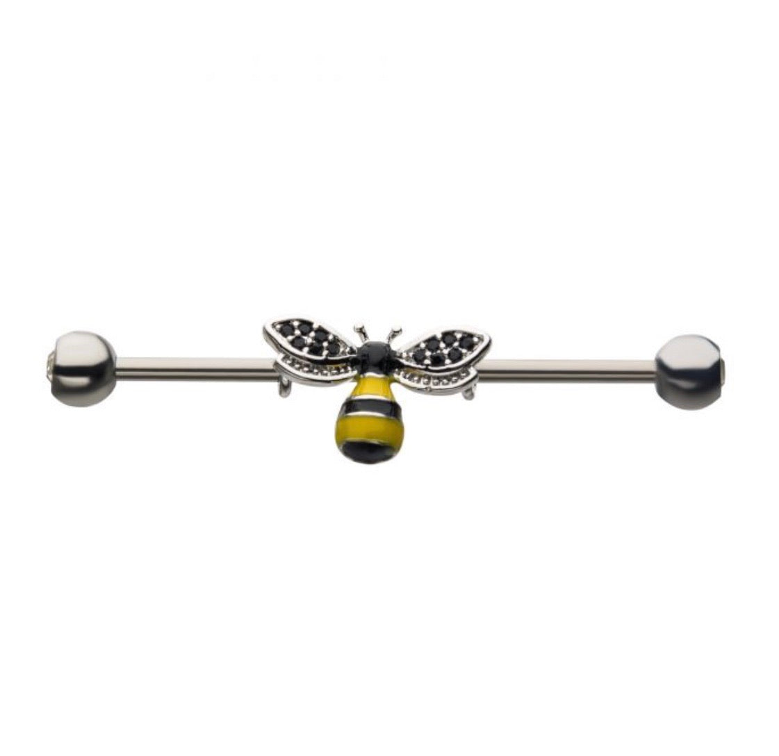 Industrial bar with CZ sun - Monique Fashion Accessories