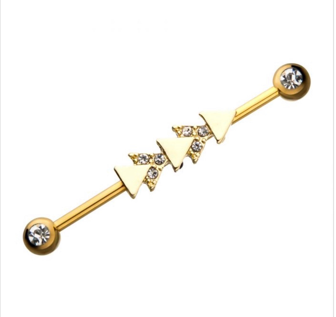 Industrial bar with CZ sun - Monique Fashion Accessories