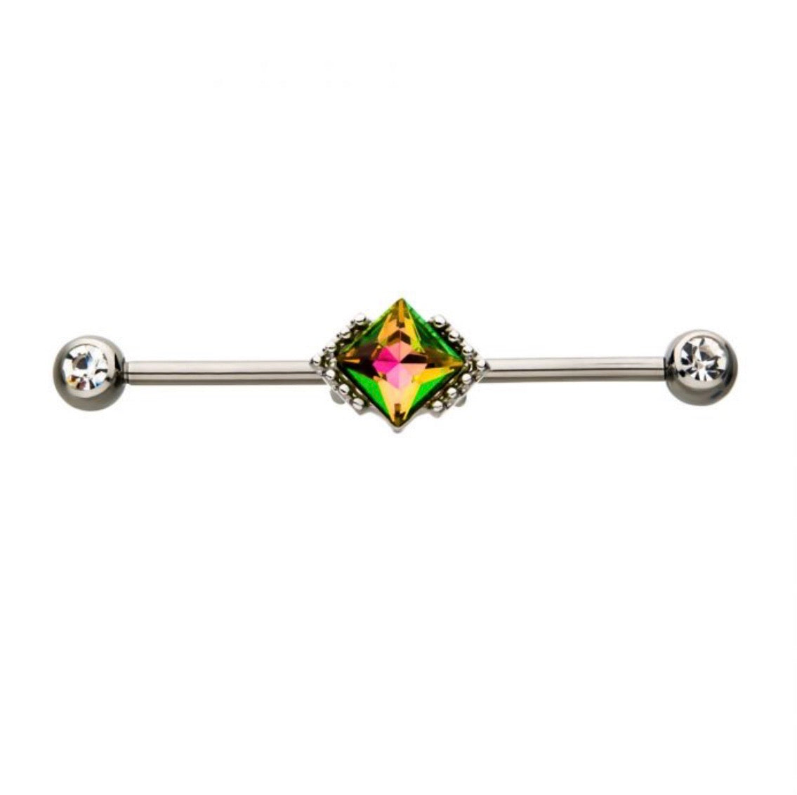 Industrial bar with CZ sun - Monique Fashion Accessories