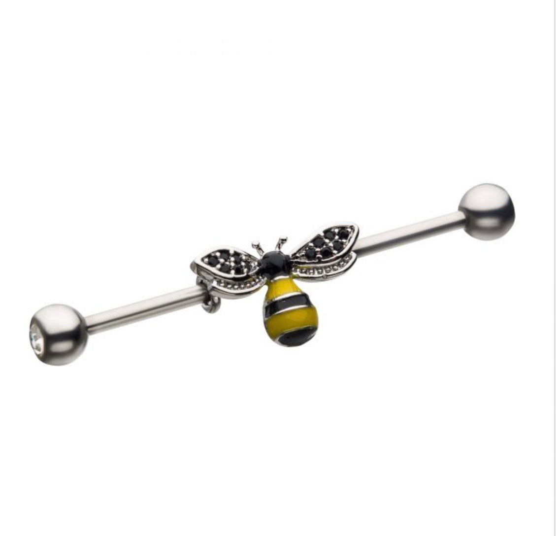Industrial bar with CZ sun - Monique Fashion Accessories
