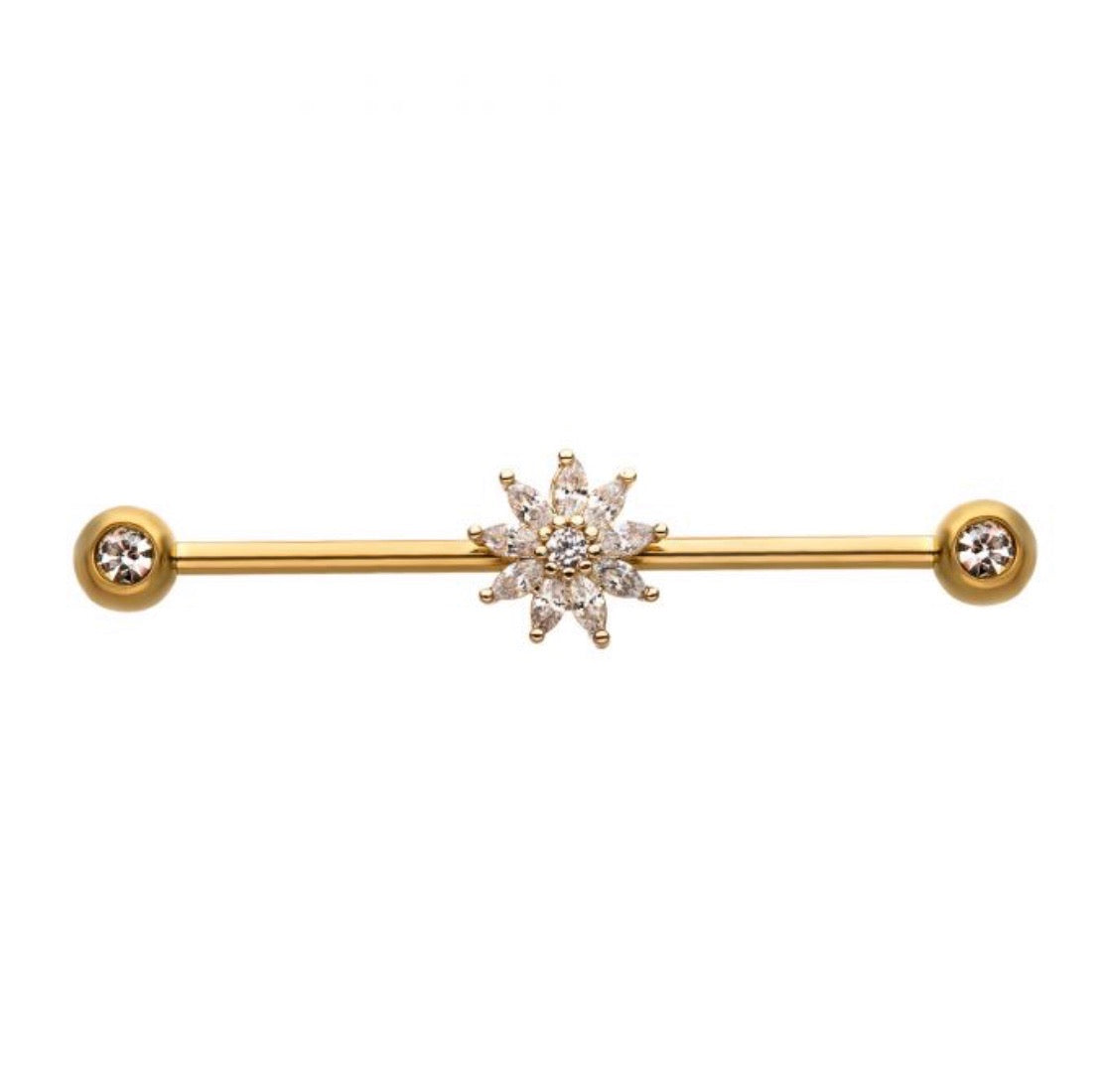Industrial bar with CZ sun - Monique Fashion Accessories