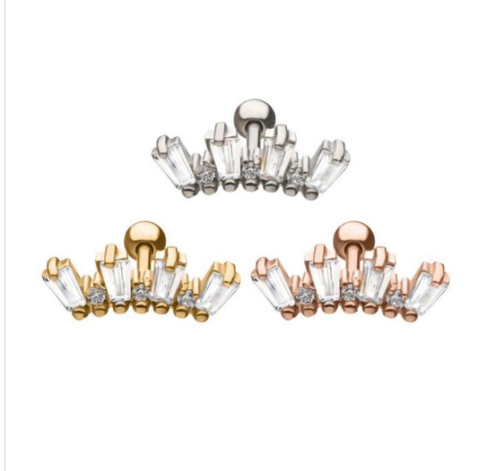Trapezoid clear cartilage barbell - Monique Fashion Accessories