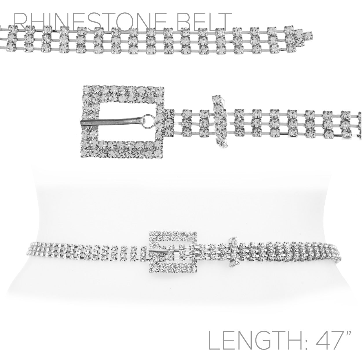 Rhinestone buckle belt