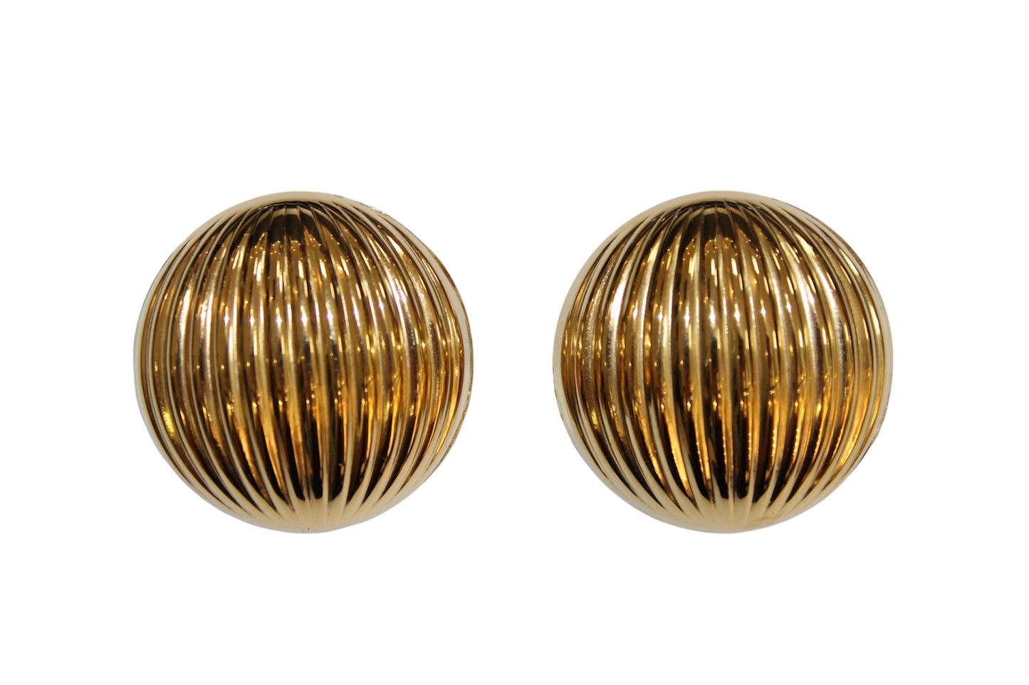 Pair of gold spherical earrings 
