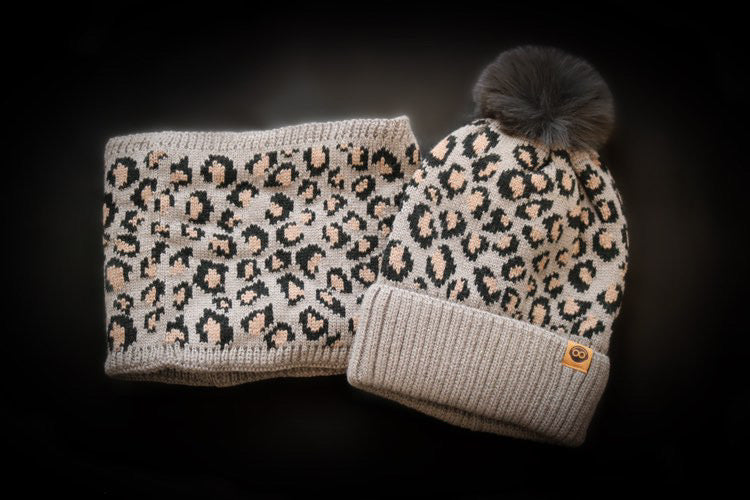 Leopard 2 piece beanie Set - Monique Fashion Accessories