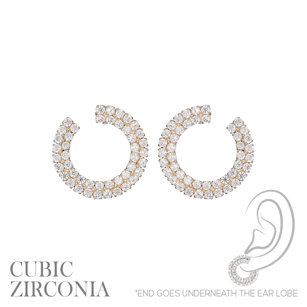 CZ open circle hoop huggie - Monique Fashion Accessories