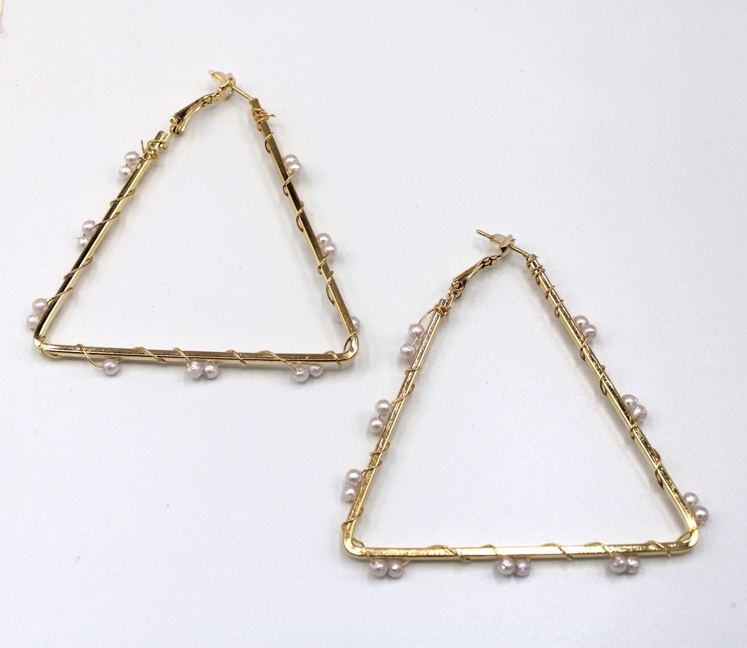 Pearl triangle hoop - Monique Fashion Accessories